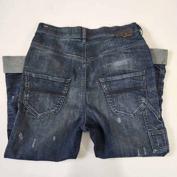 Diesel Tintsie Low Crotch Distressed Baggy Jeans Womens 26 Blue Button Fly - Picture 16 of 16